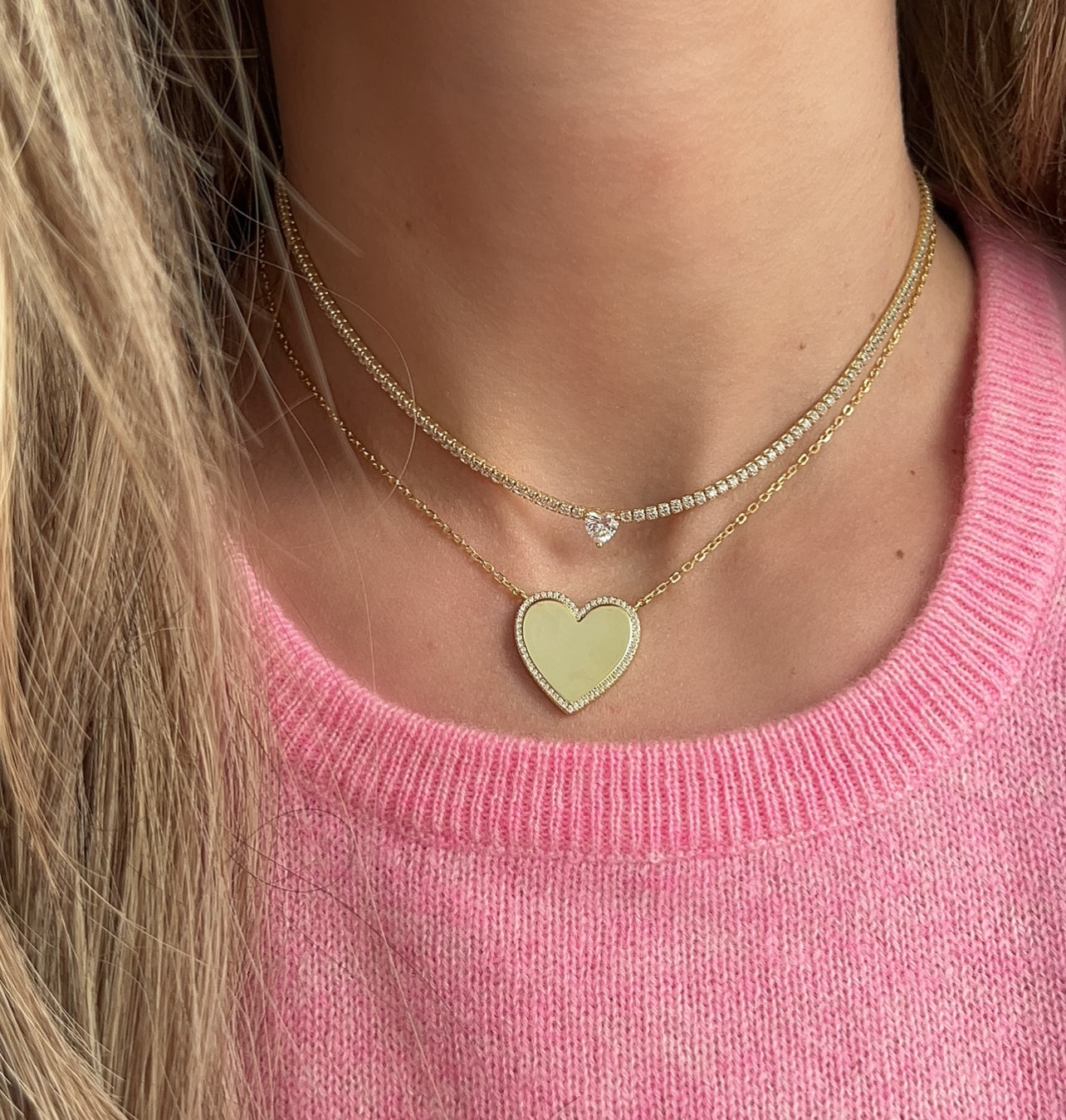 Pave Accent Heart Choker 