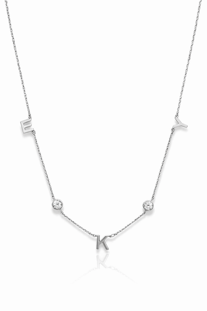 Solid 14K Gold Mommy Initial Necklace with CZ Bezels 