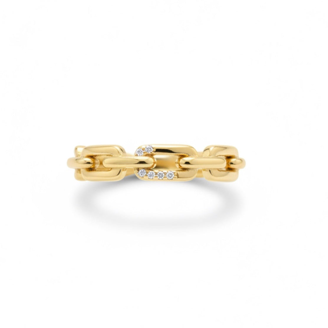 Pave Accent Chain Link Ring 