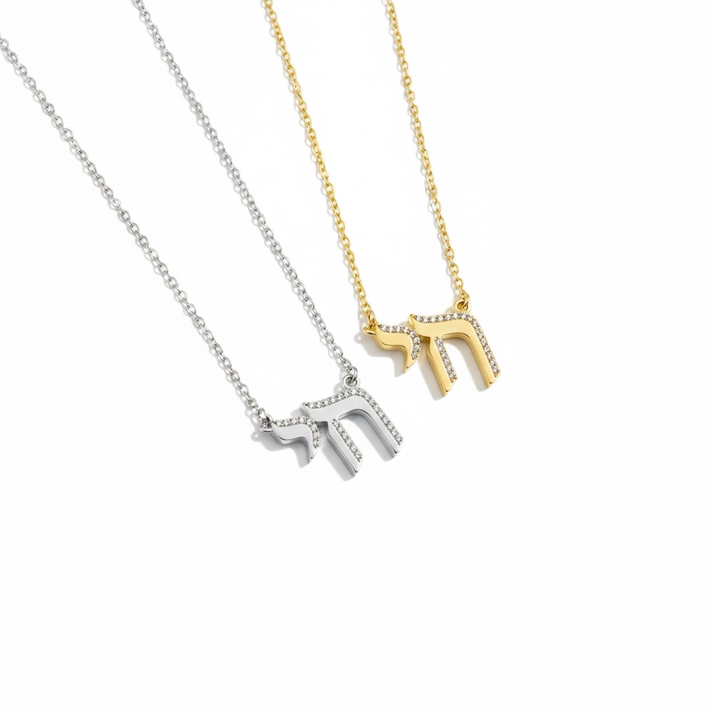 Pave Accent Chai Necklace 