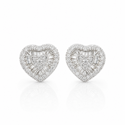 Baguette Heart Studs 
