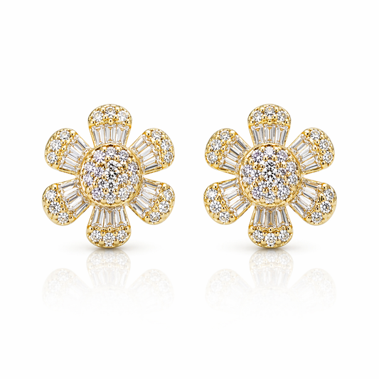 Mixed Stone Daisy Earrings 