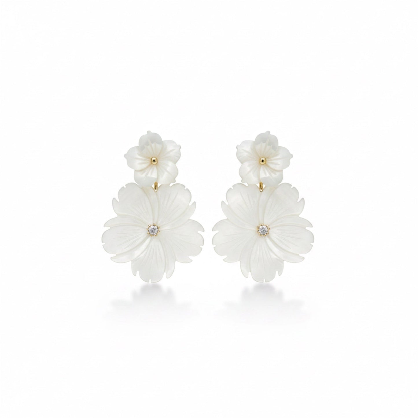 Ivory Flower Petal Earrings 