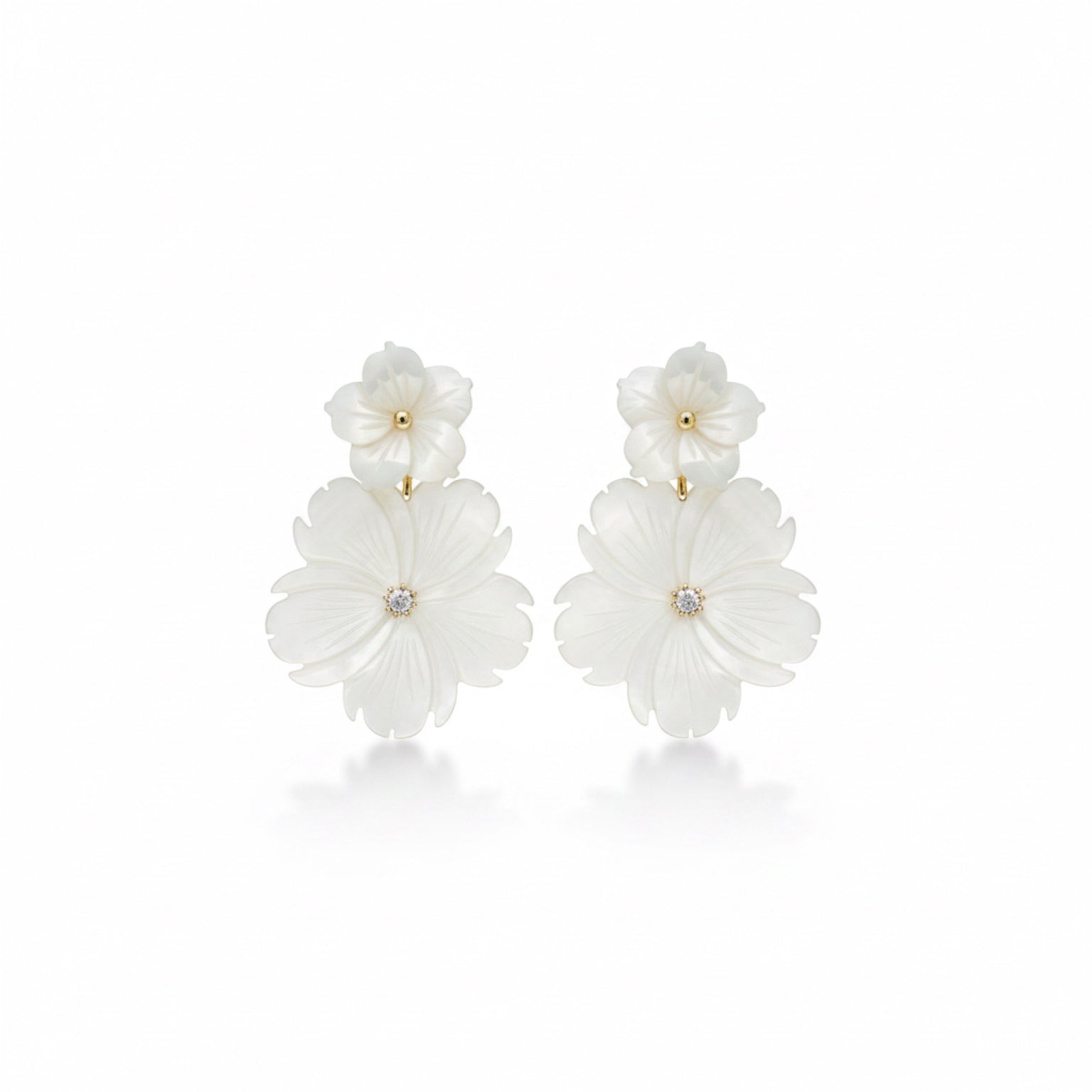 Ivory Flower Petal Earrings 