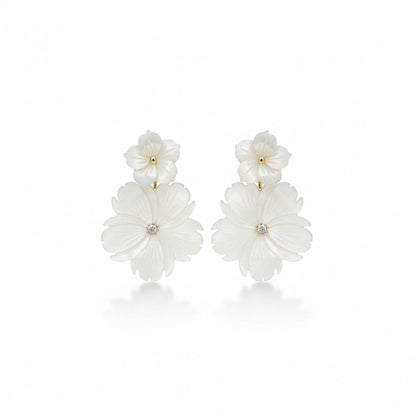 Ivory Flower Petal Earrings 