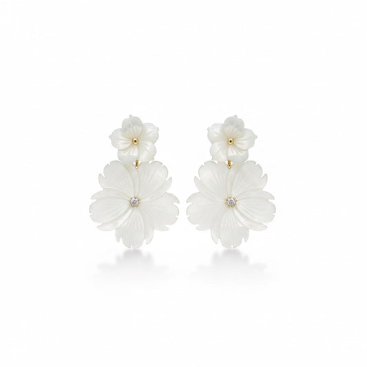 Ivory Flower Petal Earrings 