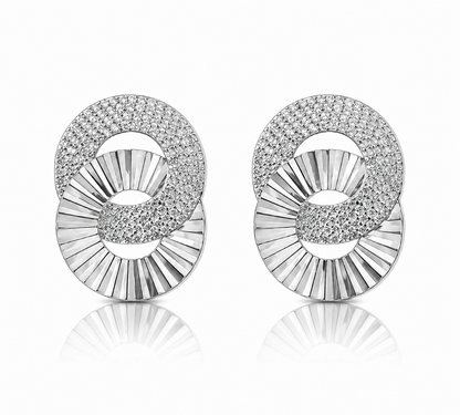 Pave Fluted Circle Earrings 