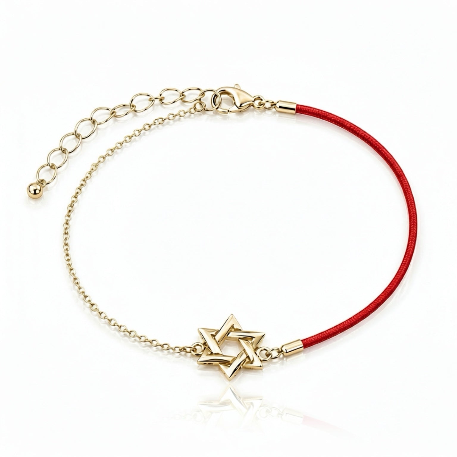 Red String Mini Star of David Bracelet 