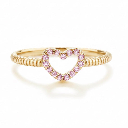 Pink Open Heart Ring 
