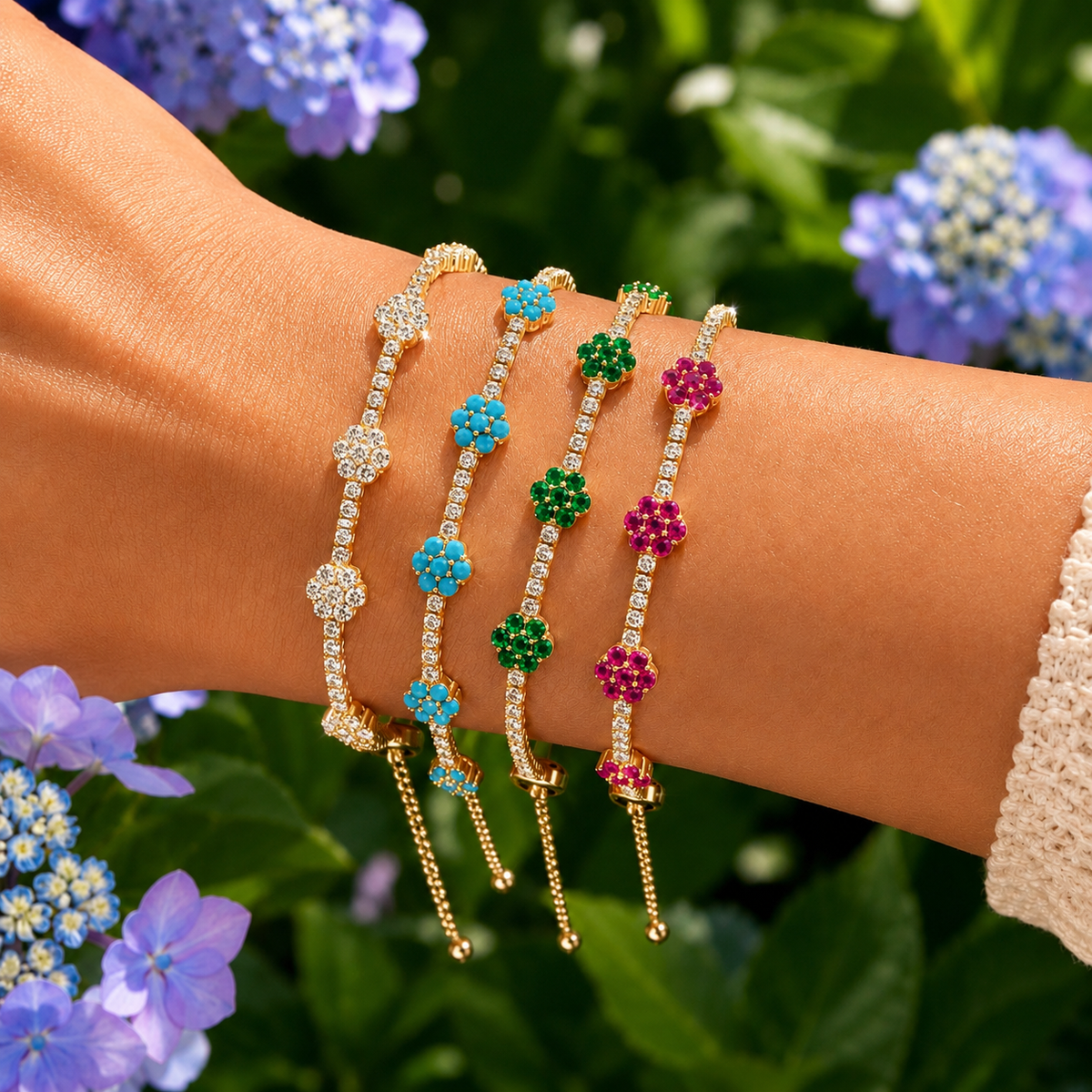 Gemstone Flower Bracelet 