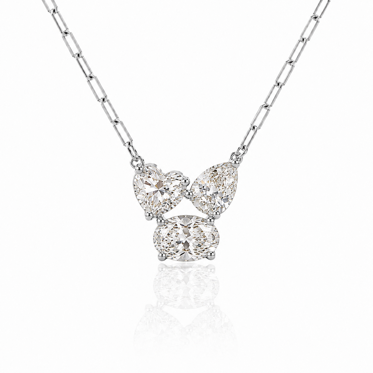 Multi Stone Paperclip Necklace 