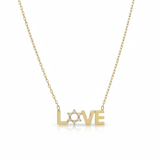 CZ Star of David Love Necklace 