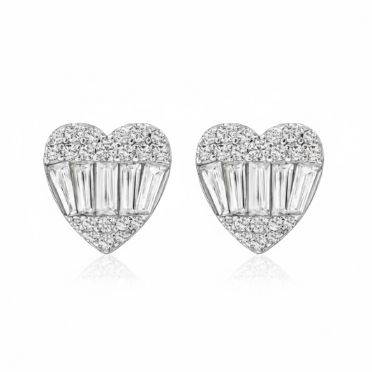 Mixed Stone Heart Studs 