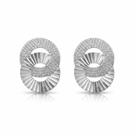 Pave Fluted Circle Earrings 