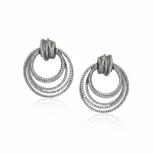 Glam Silver Statement Earrings 