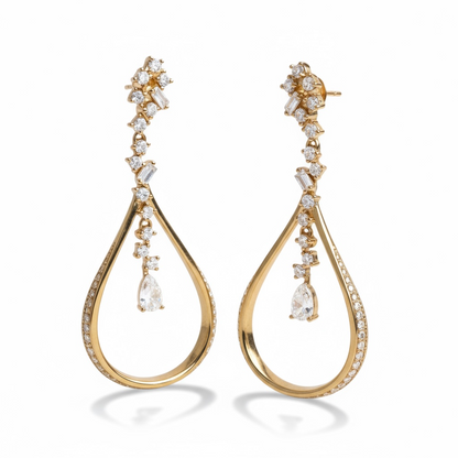Golden Raindrop Sparkle Earrings 