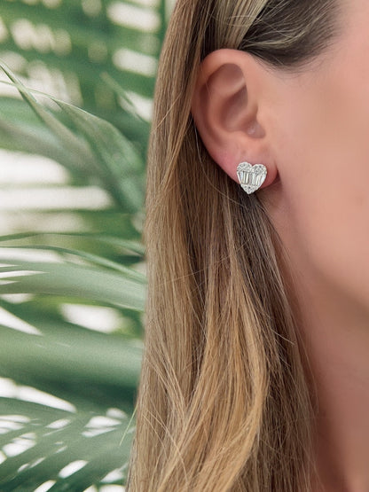 Mixed Stone Heart Studs 