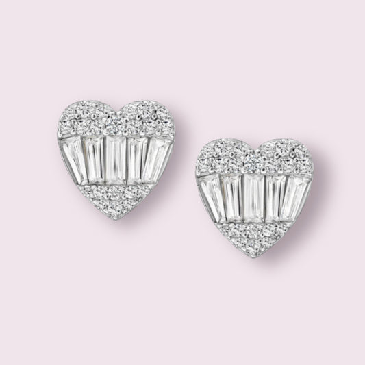 Mixed Stone Heart Studs 