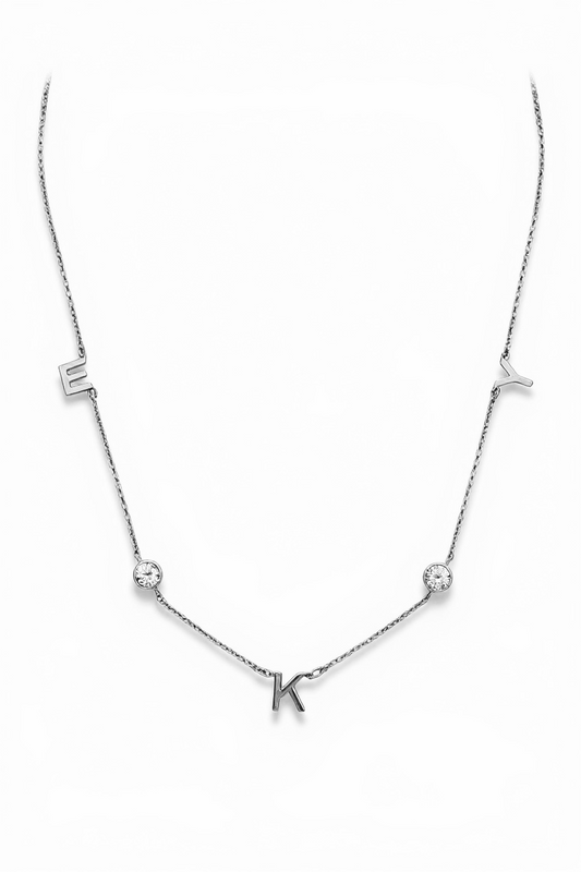 Solid 14K Gold Mommy Initial Necklace with CZ Bezels 
