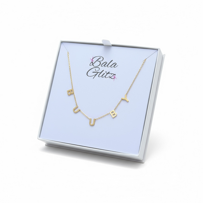 Solid 14K Gold Mommy Initial Necklace with CZ Bezels