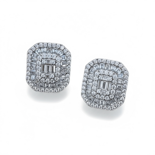 Baguette Halo Studs 