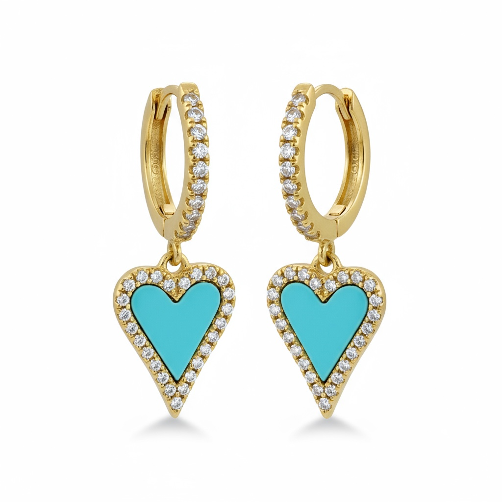 Elongated Enamel Heart Huggie 