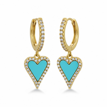 Elongated Enamel Heart Huggie 