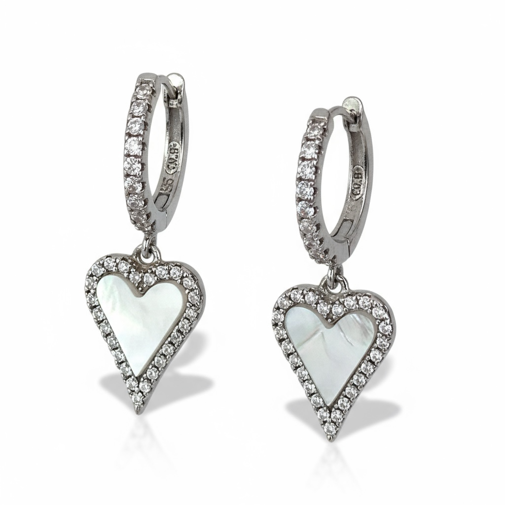 Elongated Enamel Heart Huggie 