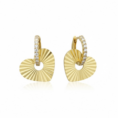 Small Fluted Heart CZ Huggies 