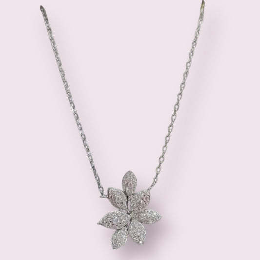 Pave Diamond Flower Necklace 
