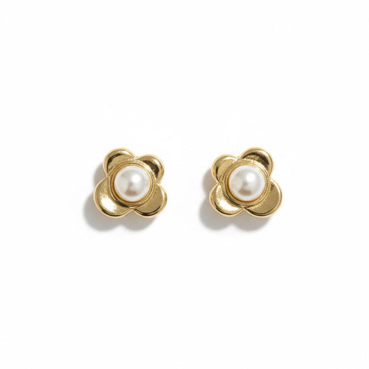 Solid 14k Gold Pearl Butterfly Screwbacks 