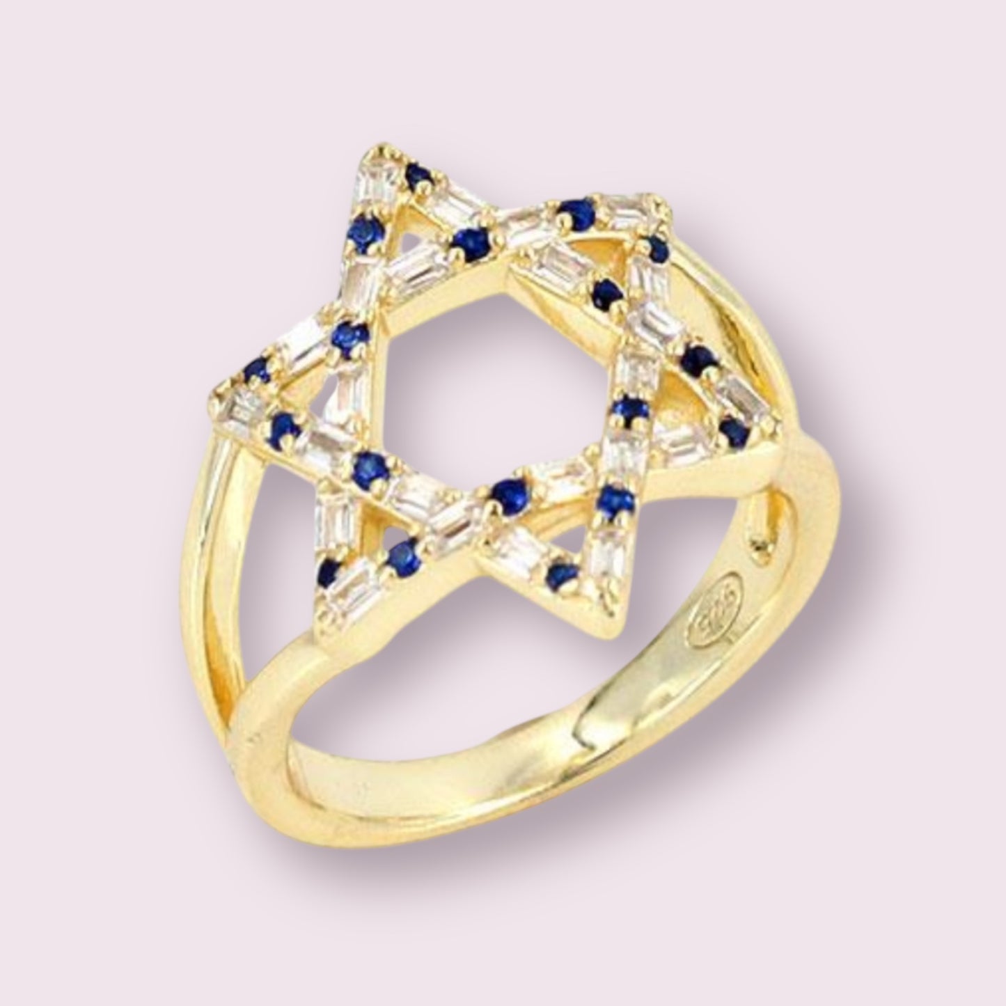Colorful Accent Pave Star of David Ring 