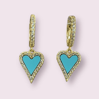 Elongated Enamel Heart Huggie 