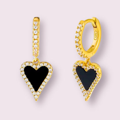 Elongated Enamel Heart Huggie 
