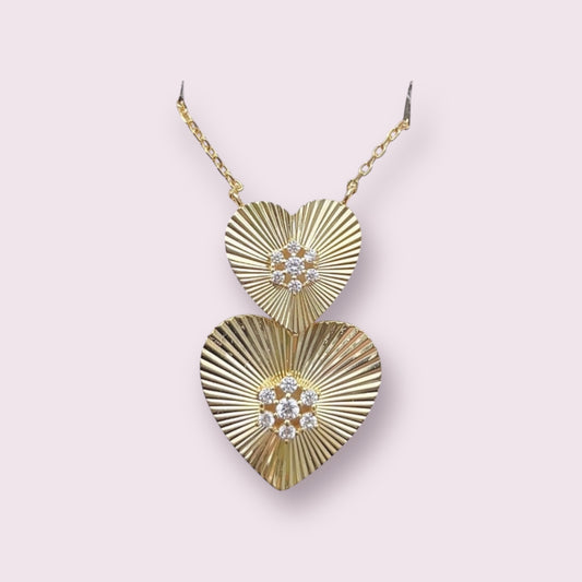 Double Fluted Heart CZ Accent 