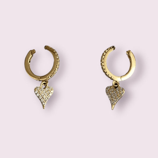 Pave mini heart huggies 