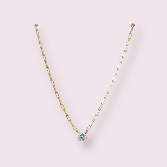 Solitaire Paperclip Necklace 