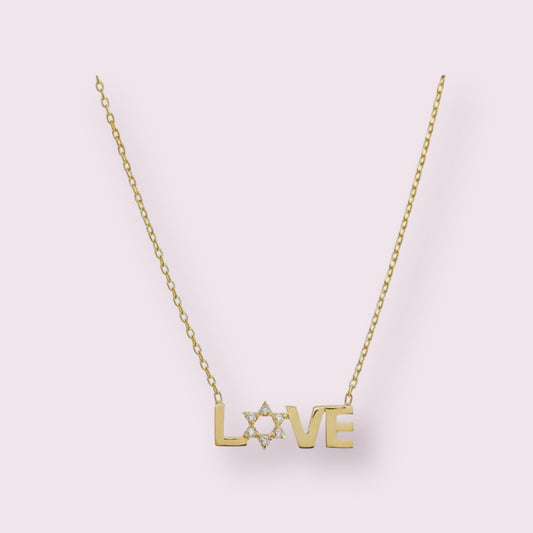 CZ Star of David Love Necklace 