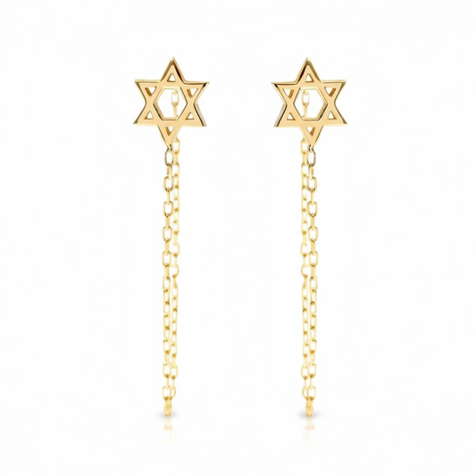 Star of David Chain Earrings 