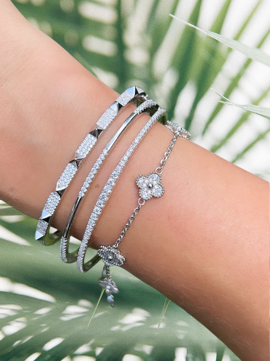 Delicate CZ Accent Bangle 