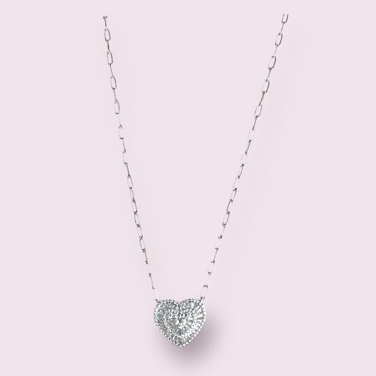 Large Baguette Heart Necklace