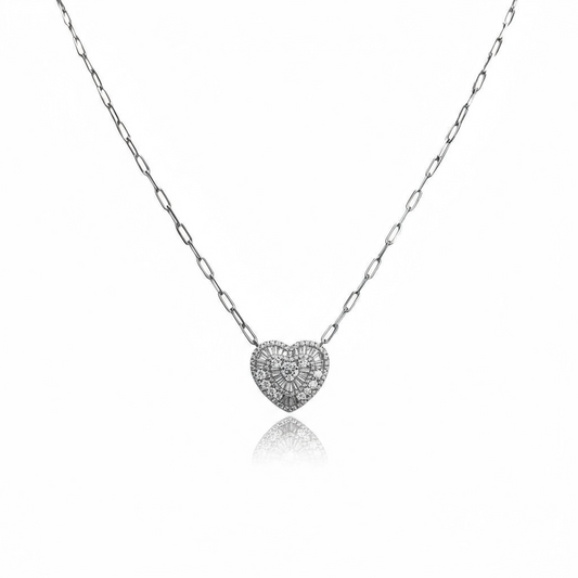 Large Baguette Heart Necklace 