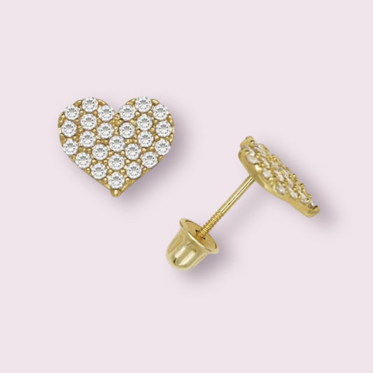 Solid 14K Gold Heart Screwback Earrings