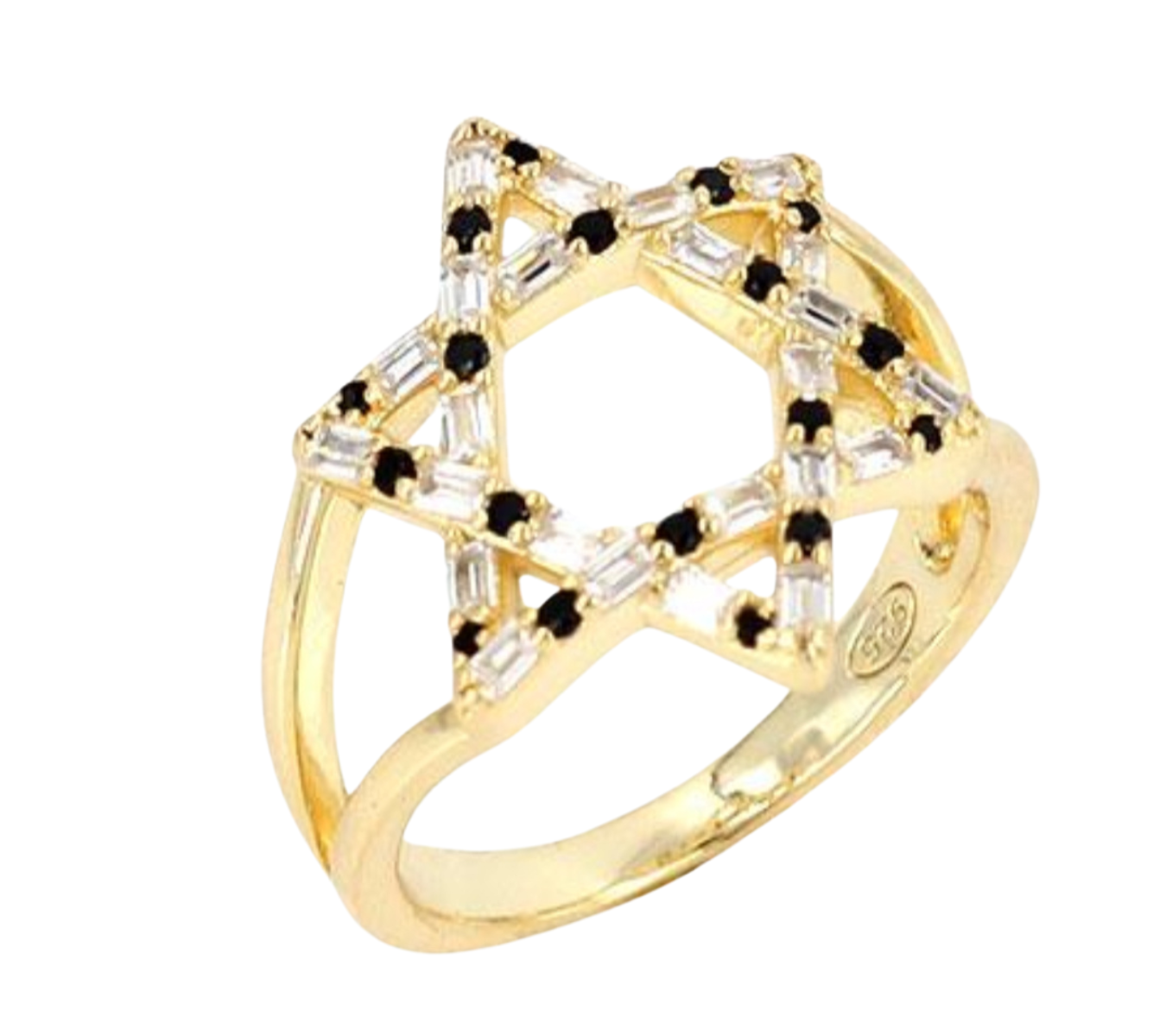 Blue Stone Pave Star of David Ring 