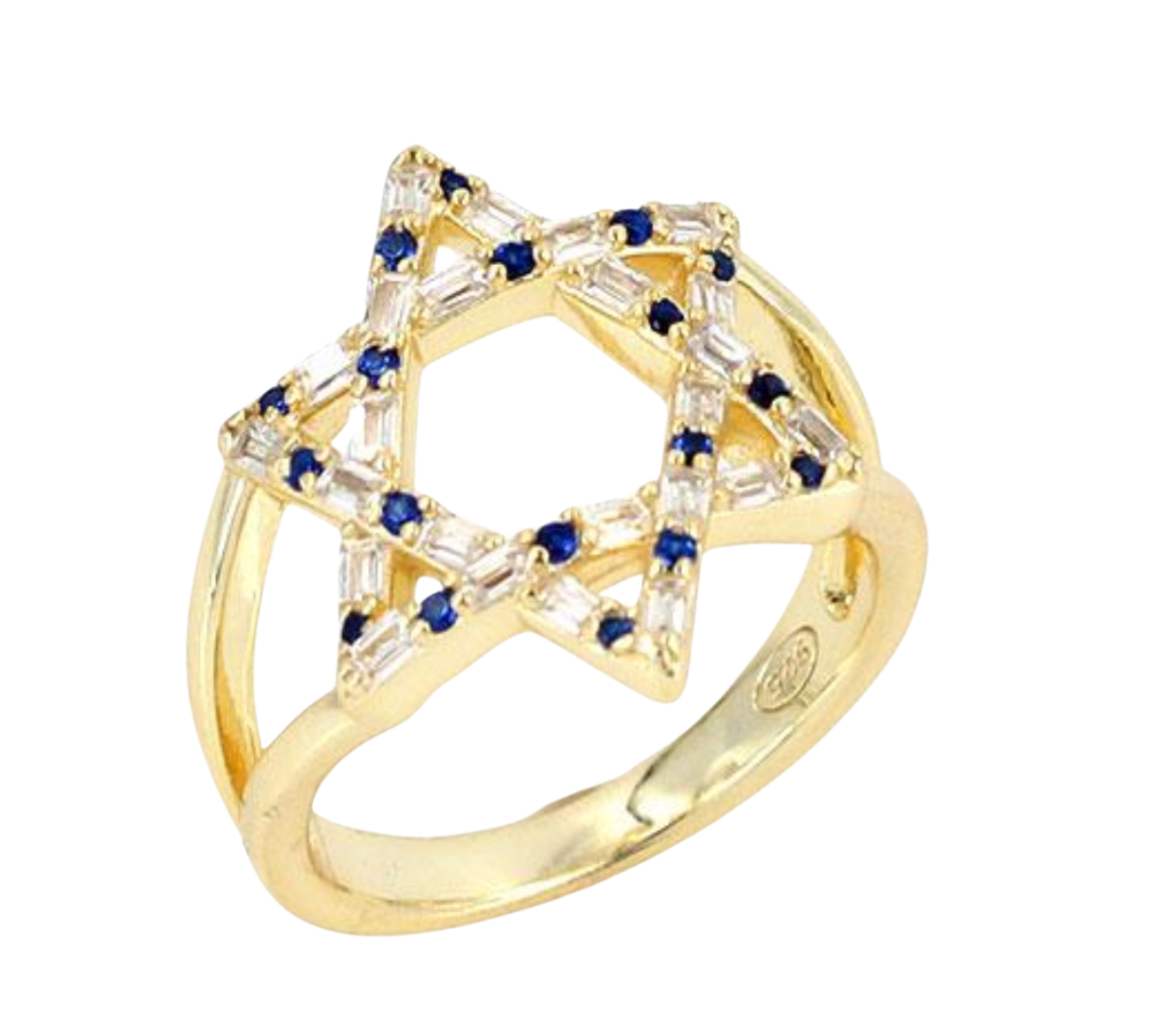 Blue Stone Pave Star of David Ring 