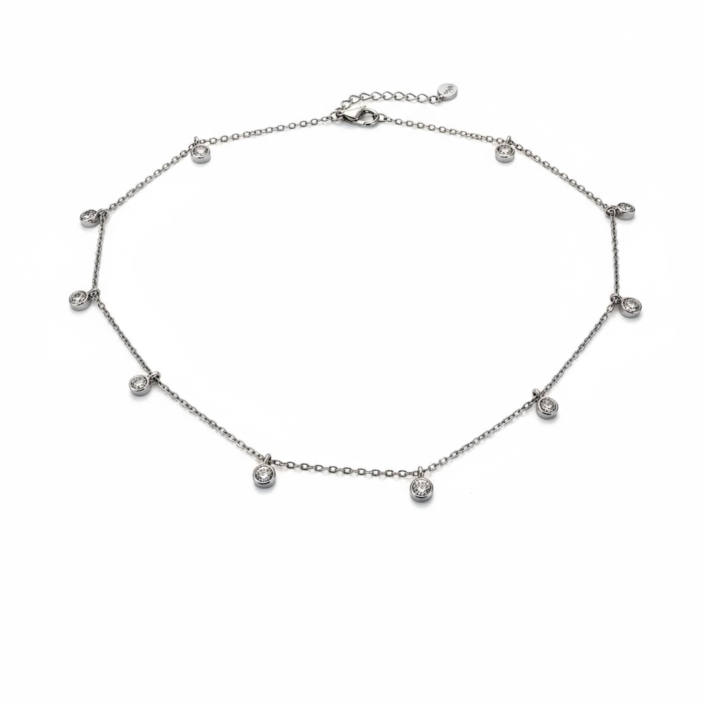 Diamond Bezel Drop Choker 