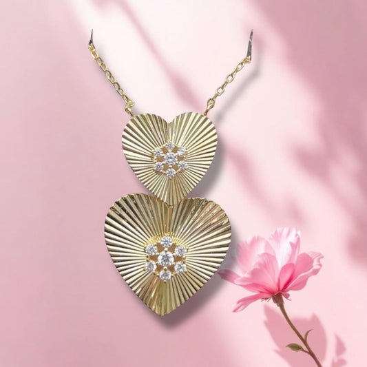 Double Fluted Heart CZ Accent 