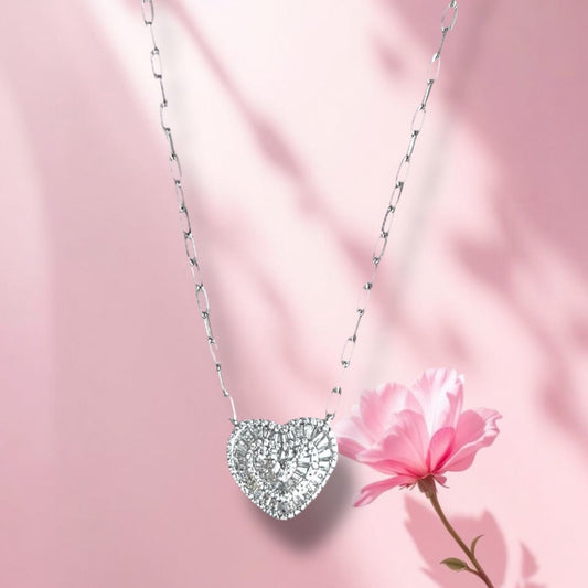 Large Baguette Heart Necklace 