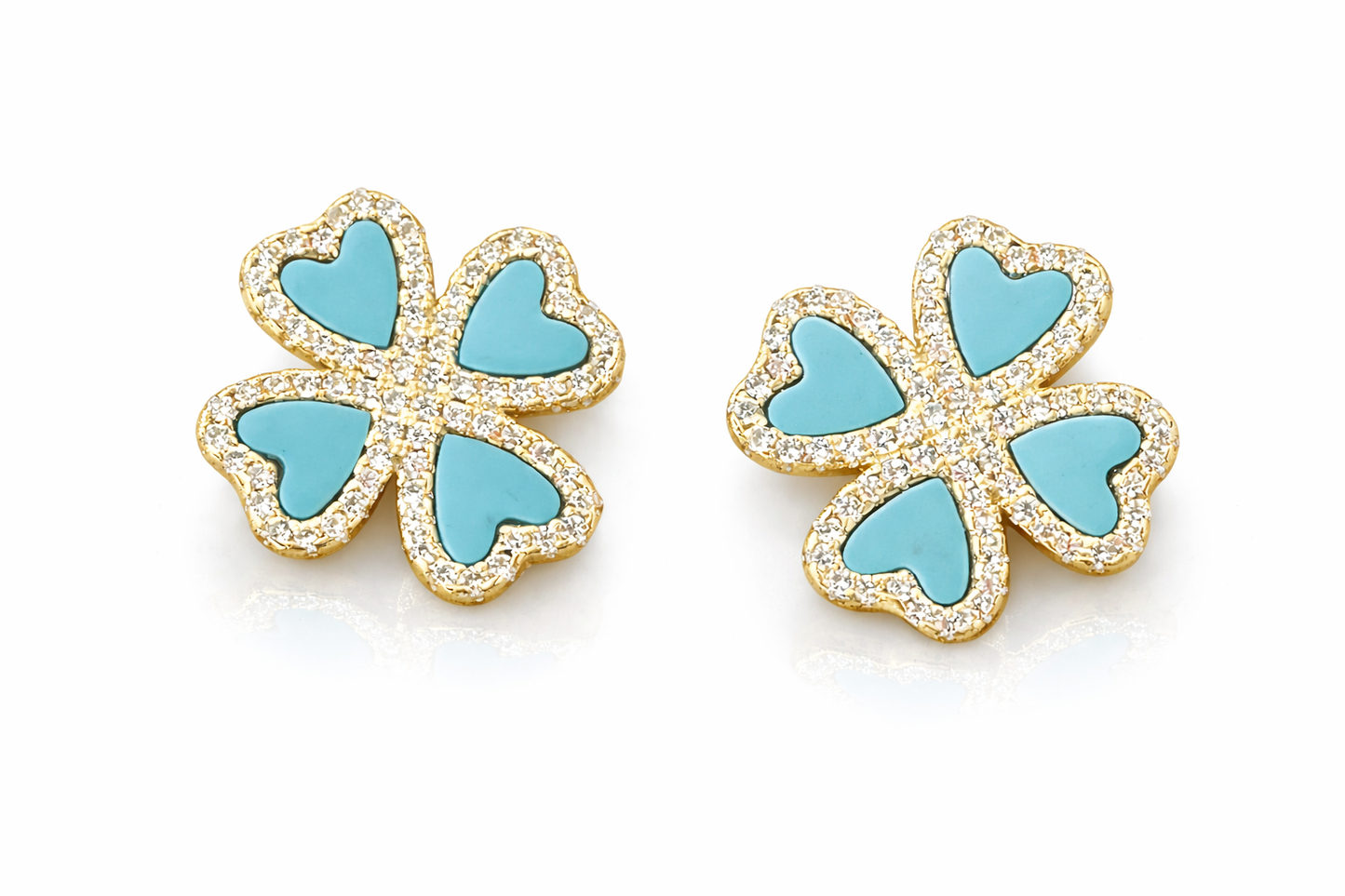 Multi Enamel Heart Studs 