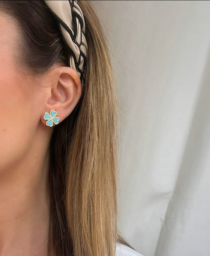 Multi Enamel Heart Studs 